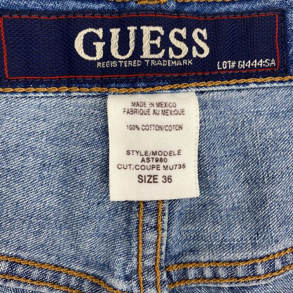 VTG RARE GUESS Black Patch Logo Denim Jeans - Picture 12 of 15